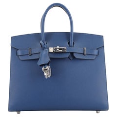Hermes Birkin Sellier Bag Deep Blue Madame with Palladium Hardware 25