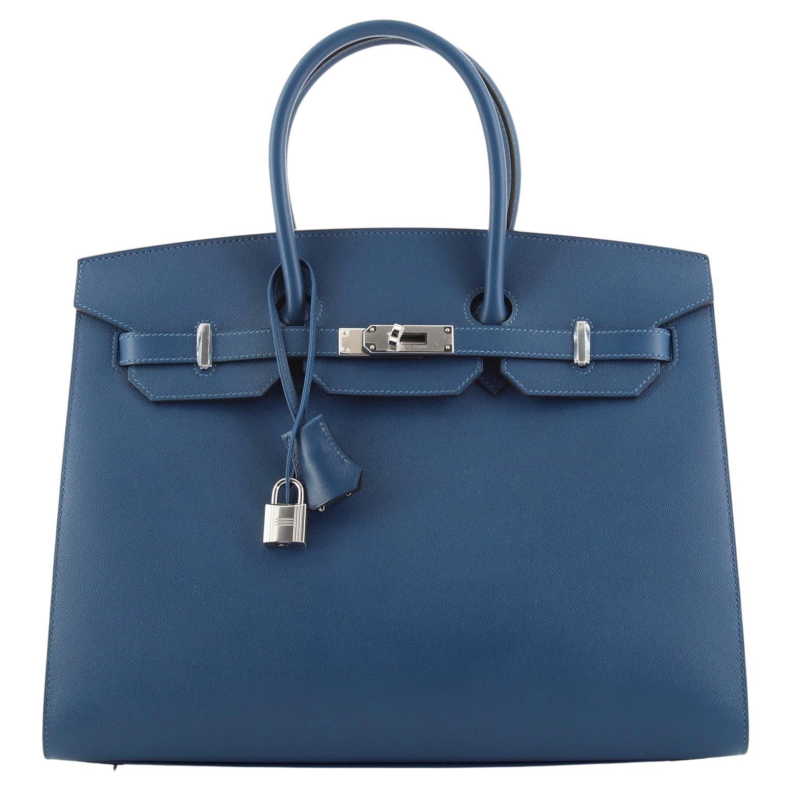Hermes Birkin Sellier Bag Deep Blue Madame with Palladium Hardware 35