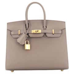 Hermes Birkin Sellier Bag Etain Epsom with Gold Hardware 25
