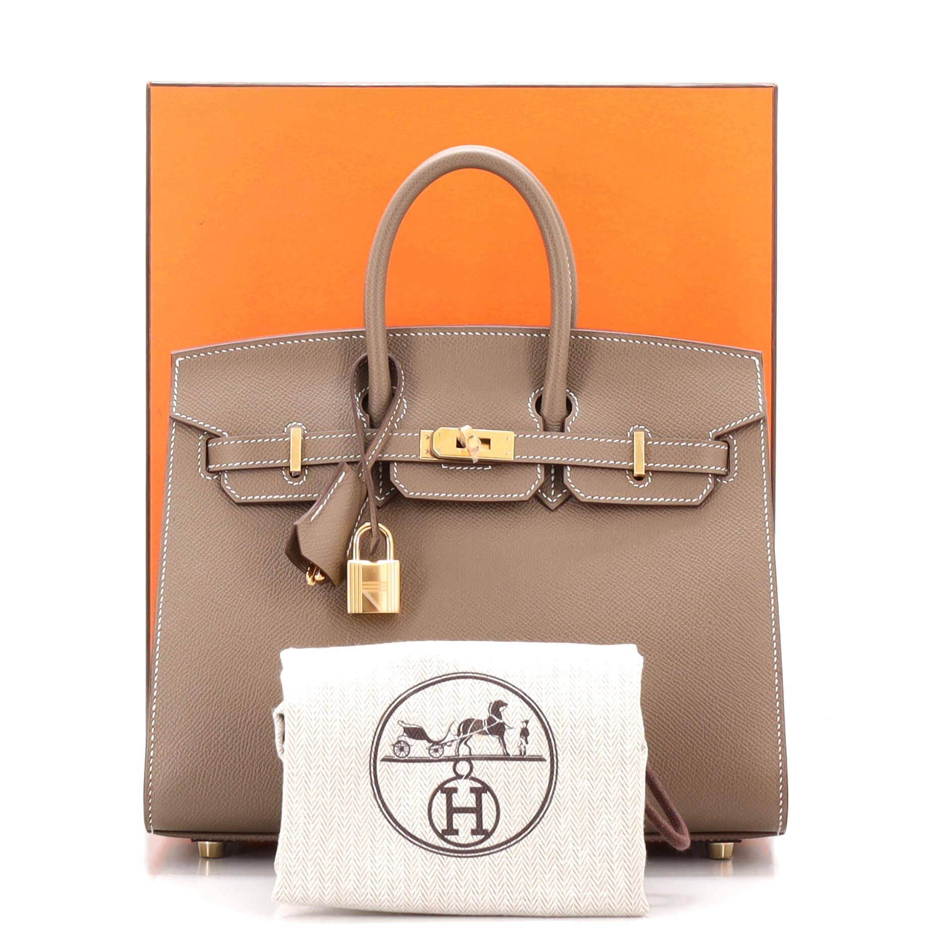 Hermes Birkin Sellier Bag Etoupe Epsom with Gold Hardware 25 at 1stDibs
