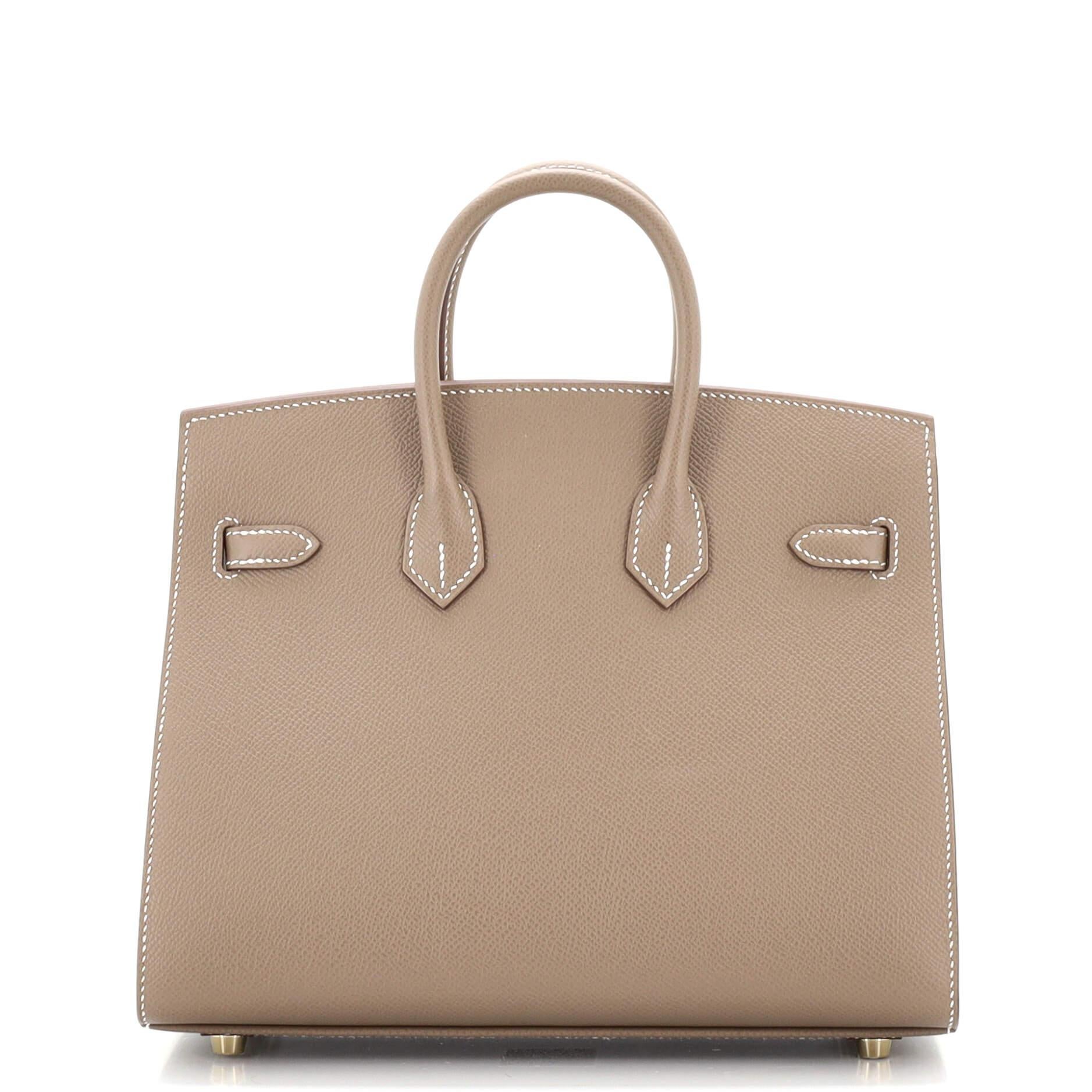 Women's or Men's Hermes Birkin Sellier Bag Etoupe Epsom with Gold Hardware 25