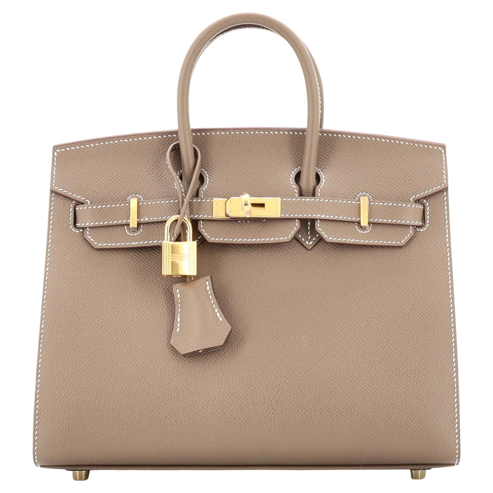 Hermes Birkin Sellier Bag Etoupe Epsom with Gold Hardware 25