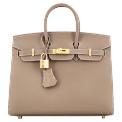 Hermès Birkin Sellier Tasche Etoupe Epsom mit Goldbeschlägen 25