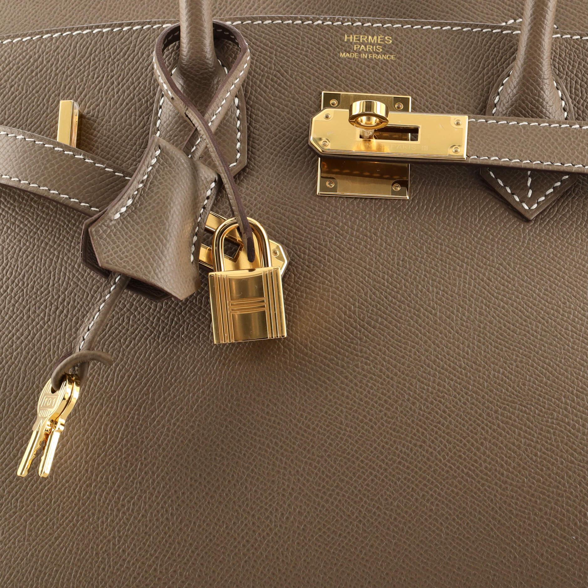 Hermes Birkin Sellier Bag Etoupe Epsom with Gold Hardware 30 In Good Condition In NY, NY