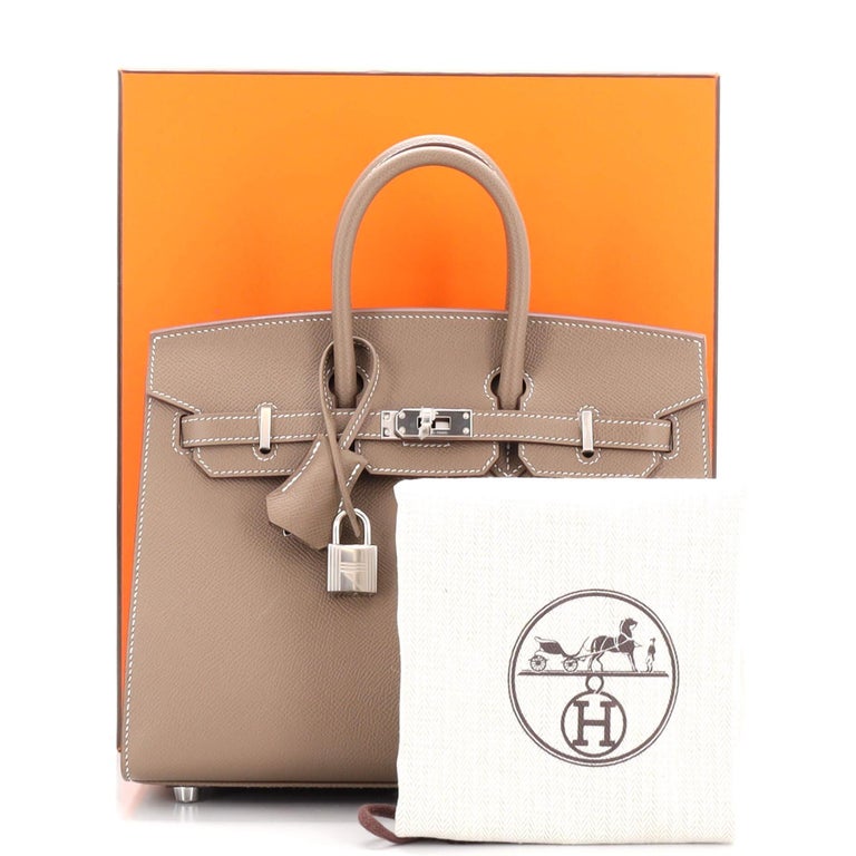 Hermes Birkin Sellier bag 25 Etoupe grey Epsom leather Silver hardware