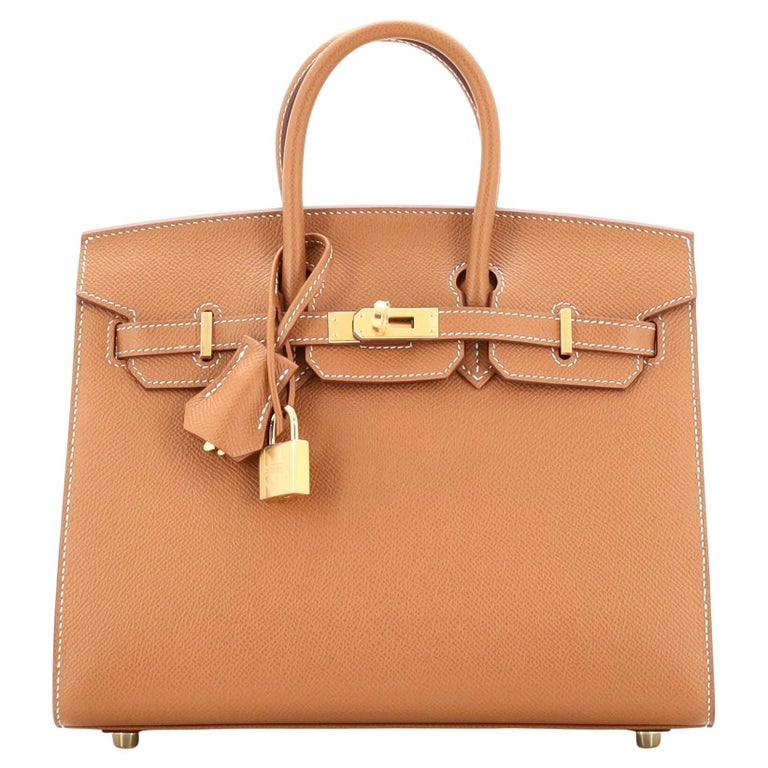 Hermes Birkin Sellier Bag Gold Epsom with Gold Hardware 25 For Sale at