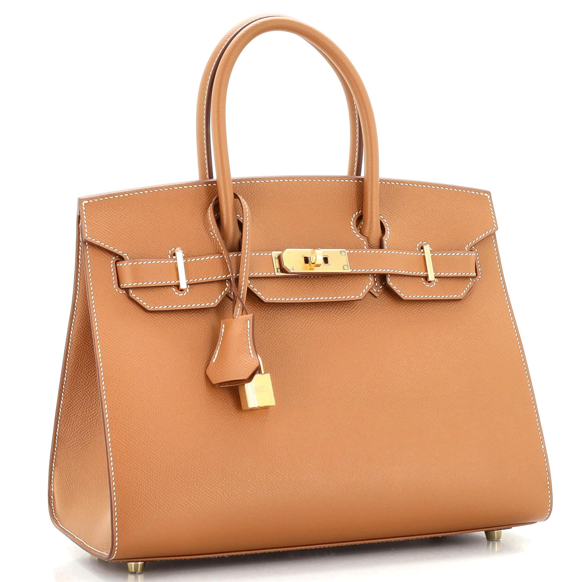 Hermes Birkin Sellier Bag Gold Epsom with Gold Hardware 30 In Good Condition In NY, NY