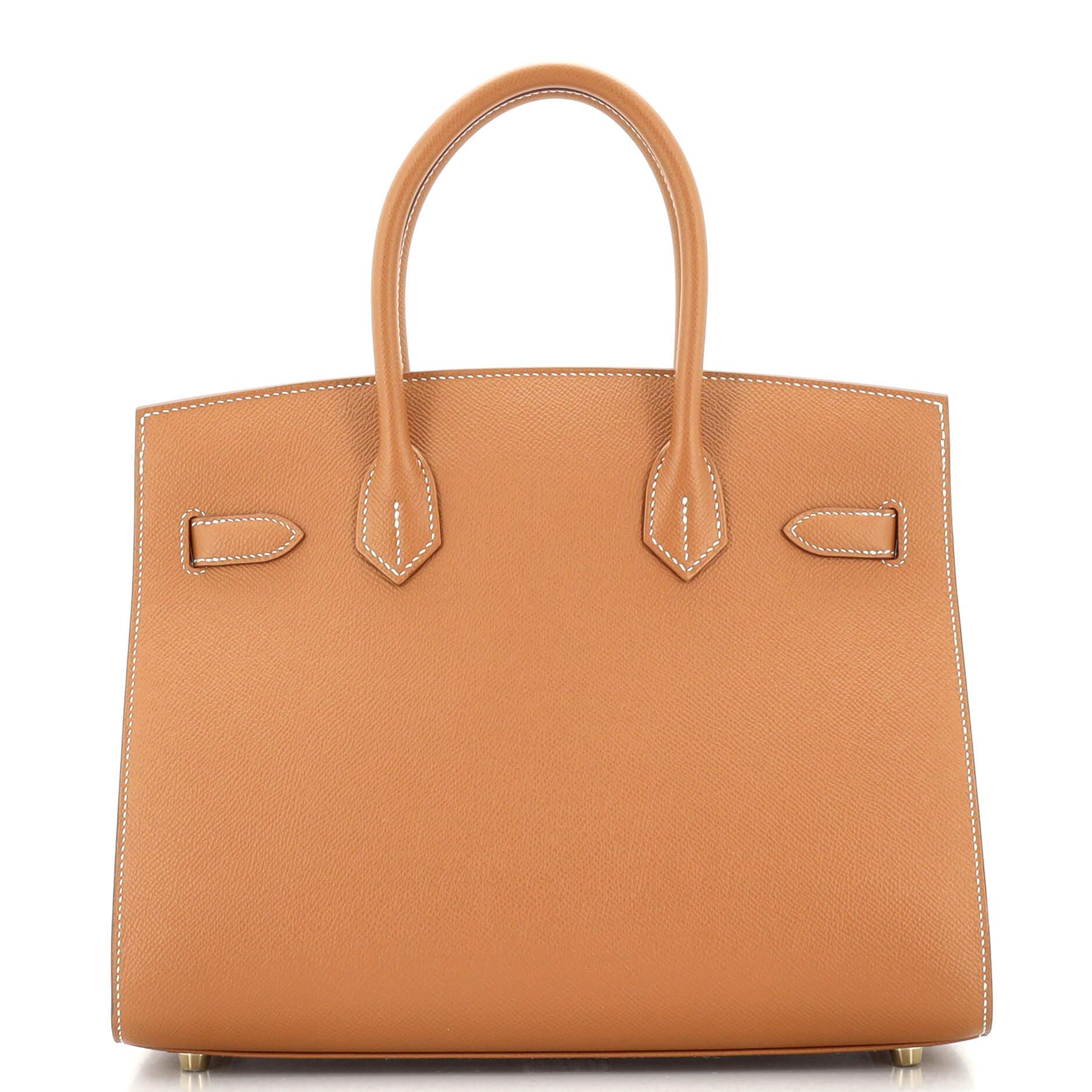 Women's or Men's Hermes Birkin Sellier Bag Gold Epsom with Gold Hardware 30
