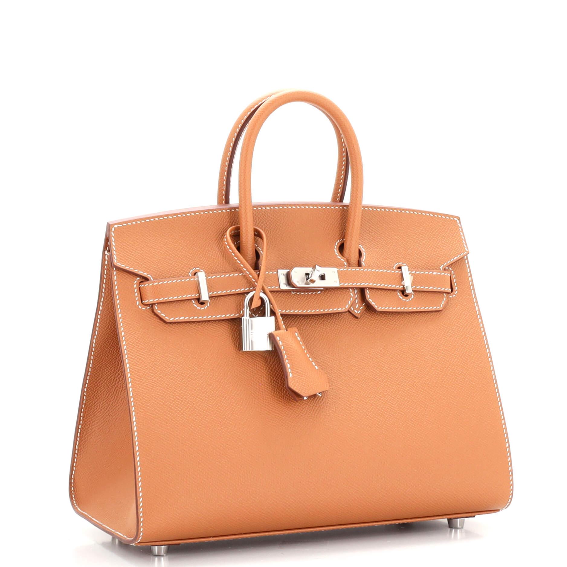 Hermes Birkin Sellier Bag Gold Epsom with Palladium Hardware 25 In Good Condition In NY, NY