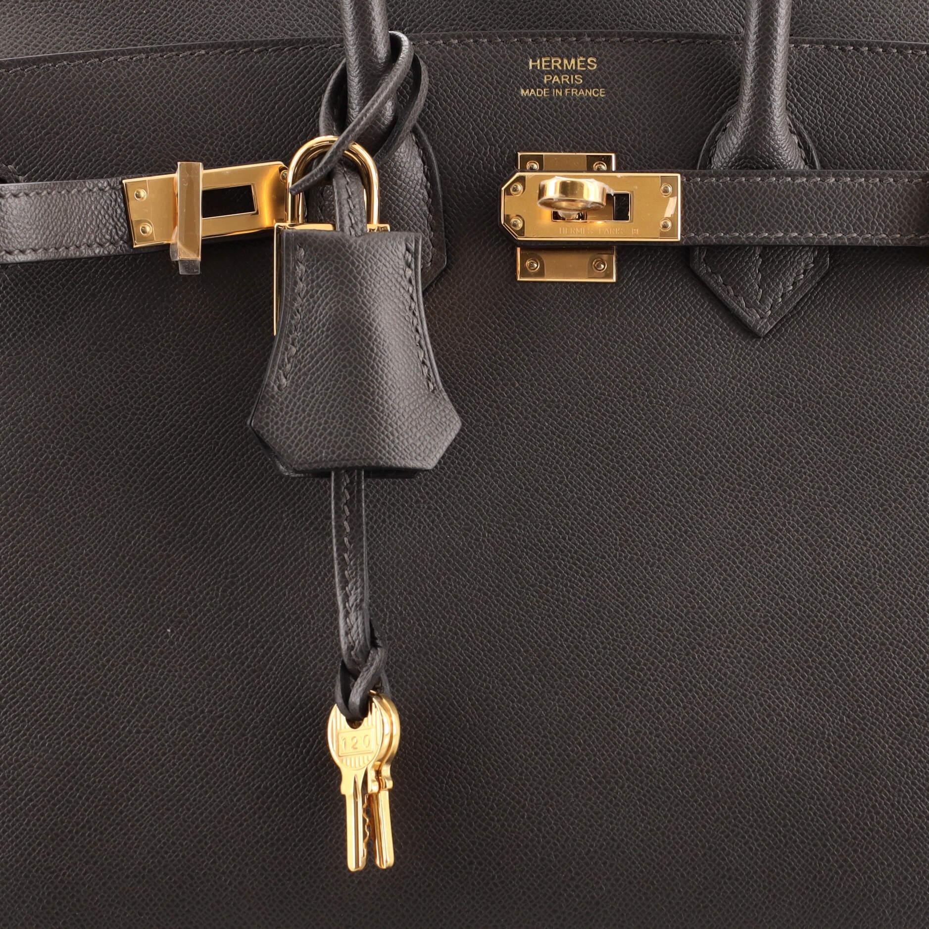 Women's or Men's Hermes Birkin Sellier Bag Graphite Madame with Gold Hardware 25