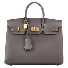 Hermes Birkin Sellier Bag Graphite Madame with Gold Hardware 25