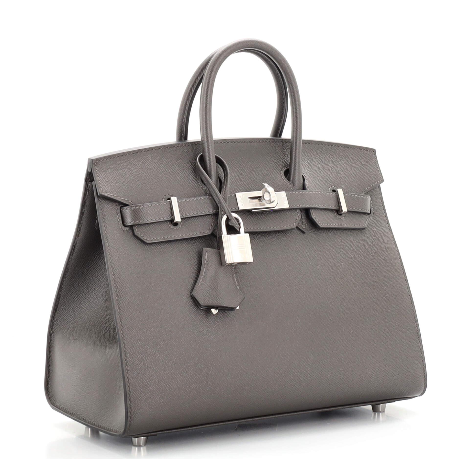 Hermes Birkin Sellier Bag Graphite Madame with Palladium Hardware 25 In Good Condition In NY, NY