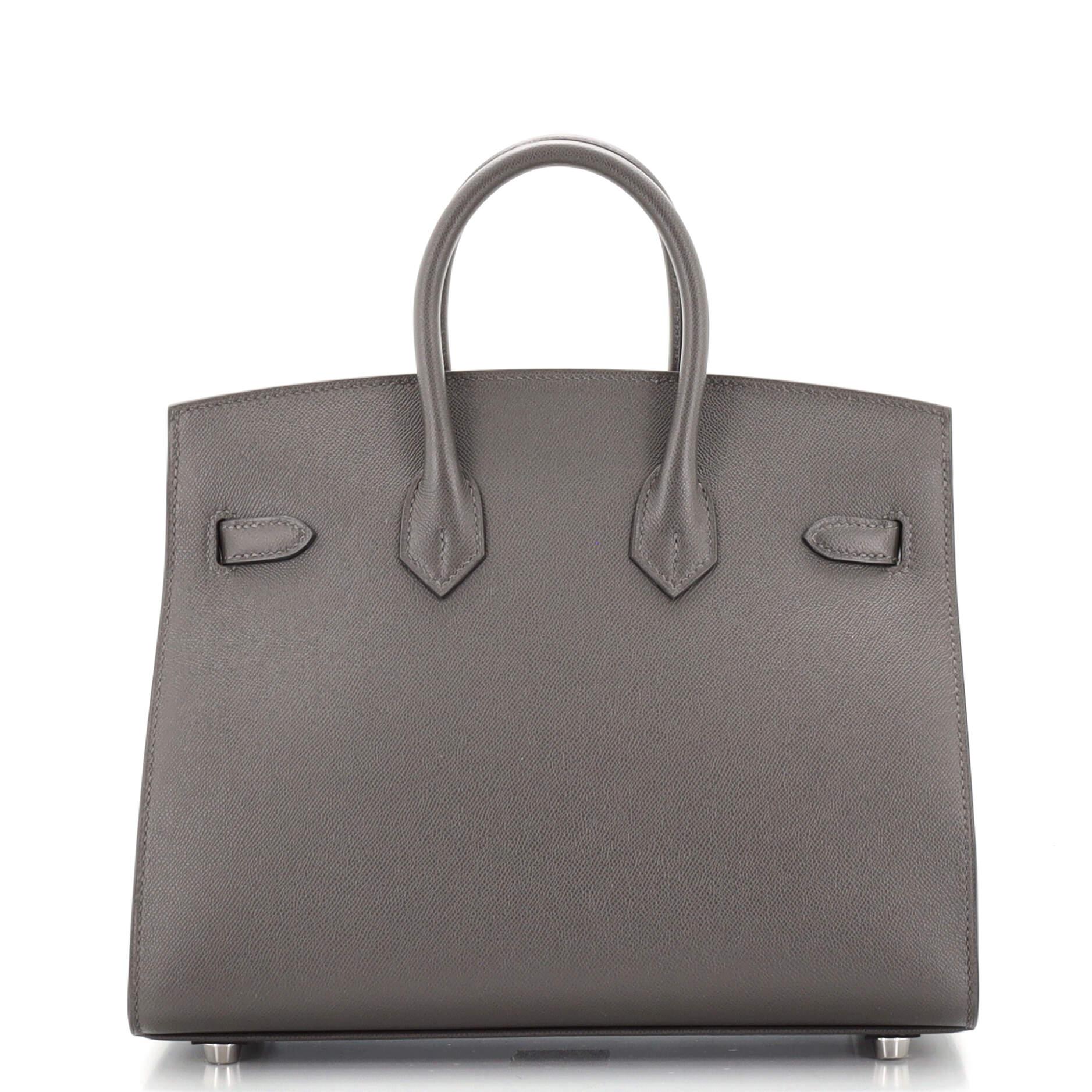 Women's or Men's Hermes Birkin Sellier Bag Graphite Madame with Palladium Hardware 25