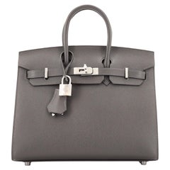 Hermès Birkin Sellier Tasche Graphit Madame mit Palladiumbeschlägen 25