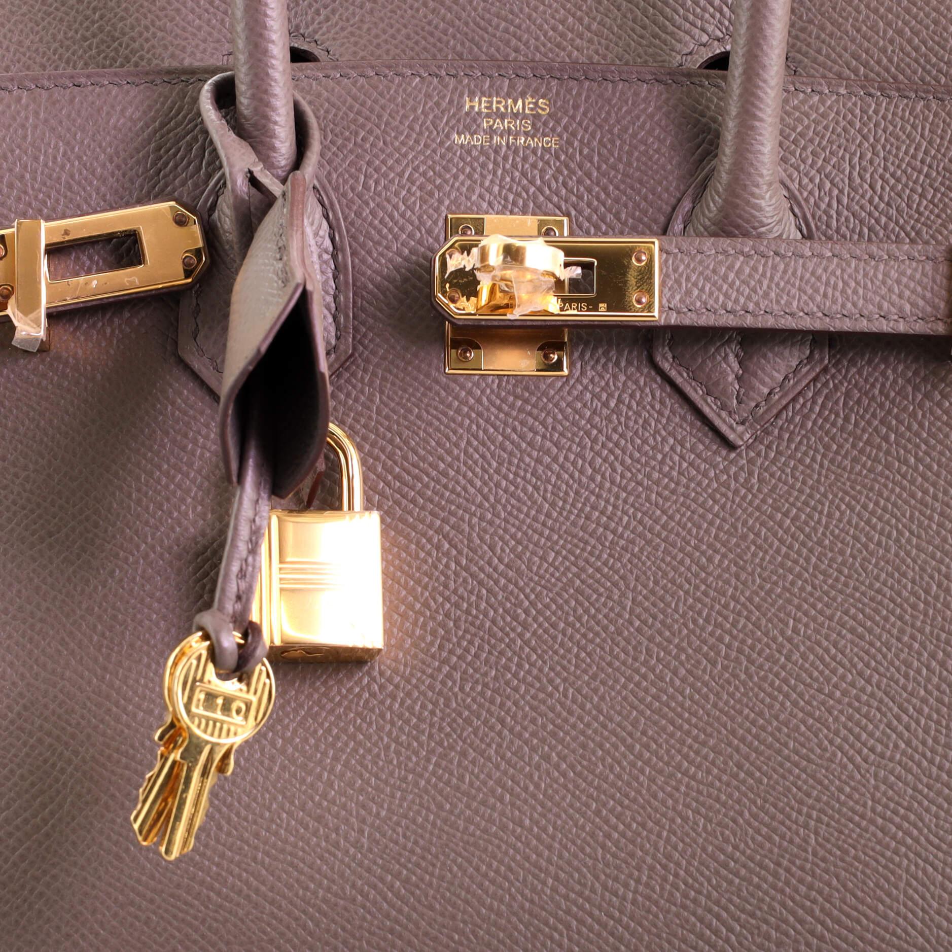 Women's or Men's Hermes Birkin Sellier Bag Grey Epsom with Gold Hardware 25