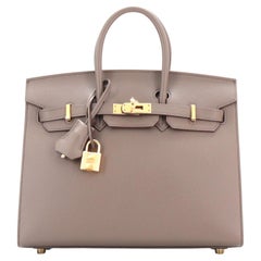 Hermes Birkin Sellier Bag Grey Epsom with Gold Hardware 25