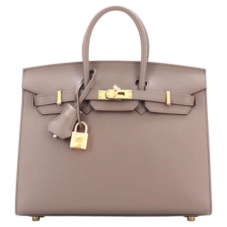 Hermes Birkin Sellier Bag Grey Epsom with Gold Hardware 25 at