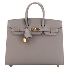 Hermès Birkin Sellier Tasche Grau Epsom mit Goldbeschlägen 25