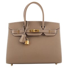 Sac Hermès Birkin Sellier gris Epsom avec finitions métalliques dorées 30