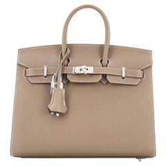 Sellier Tasche von Hermès Birkin in Grau Epsom mit Palladiumbeschlägen 25