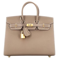 Hermes Birkin Sellier Bag Grey Etoupe with Gold Hardware 25