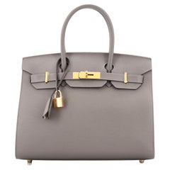 Hermes Birkin Sellier Tasche Gris Meyer Epsom mit Goldbeschlägen 30