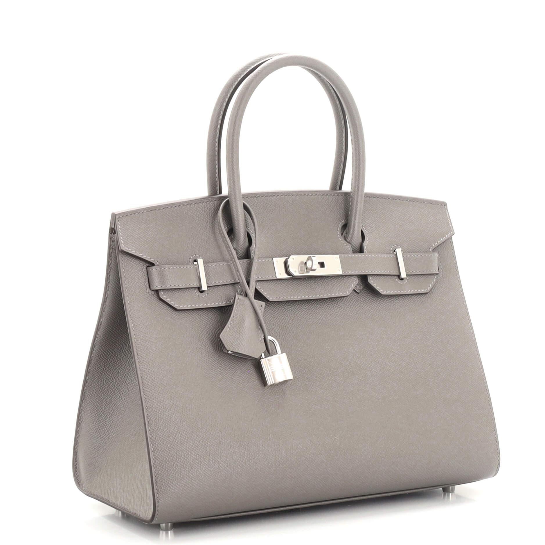 Hermes Birkin Sellier Bag Gris Meyer Epsom with Palladium Hardware 30 In Good Condition In NY, NY