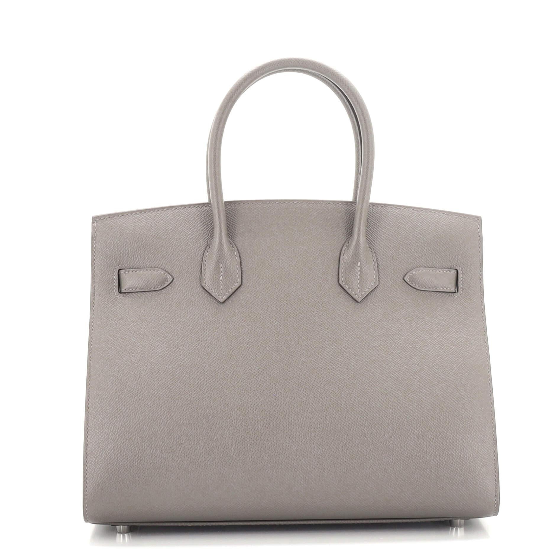 Women's Hermes Birkin Sellier Bag Gris Meyer Epsom with Palladium Hardware 30