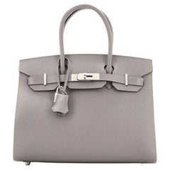 Hermes Birkin Sellier Bag Gris Meyer Epsom with Palladium Hardware 30