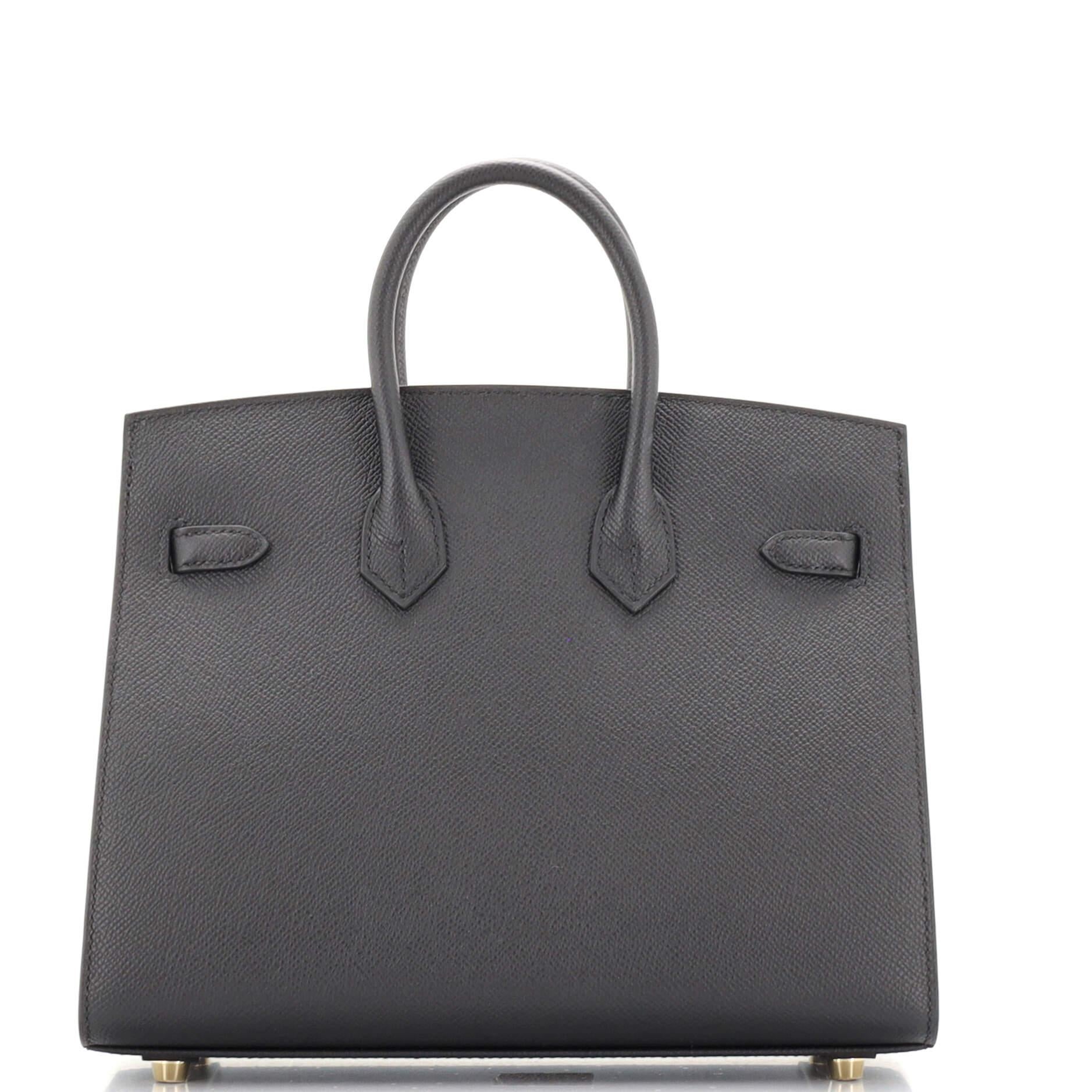 Hermes Birkin Sellier Bag Noir Epsom with Gold Hardware 25 In Good Condition In NY, NY