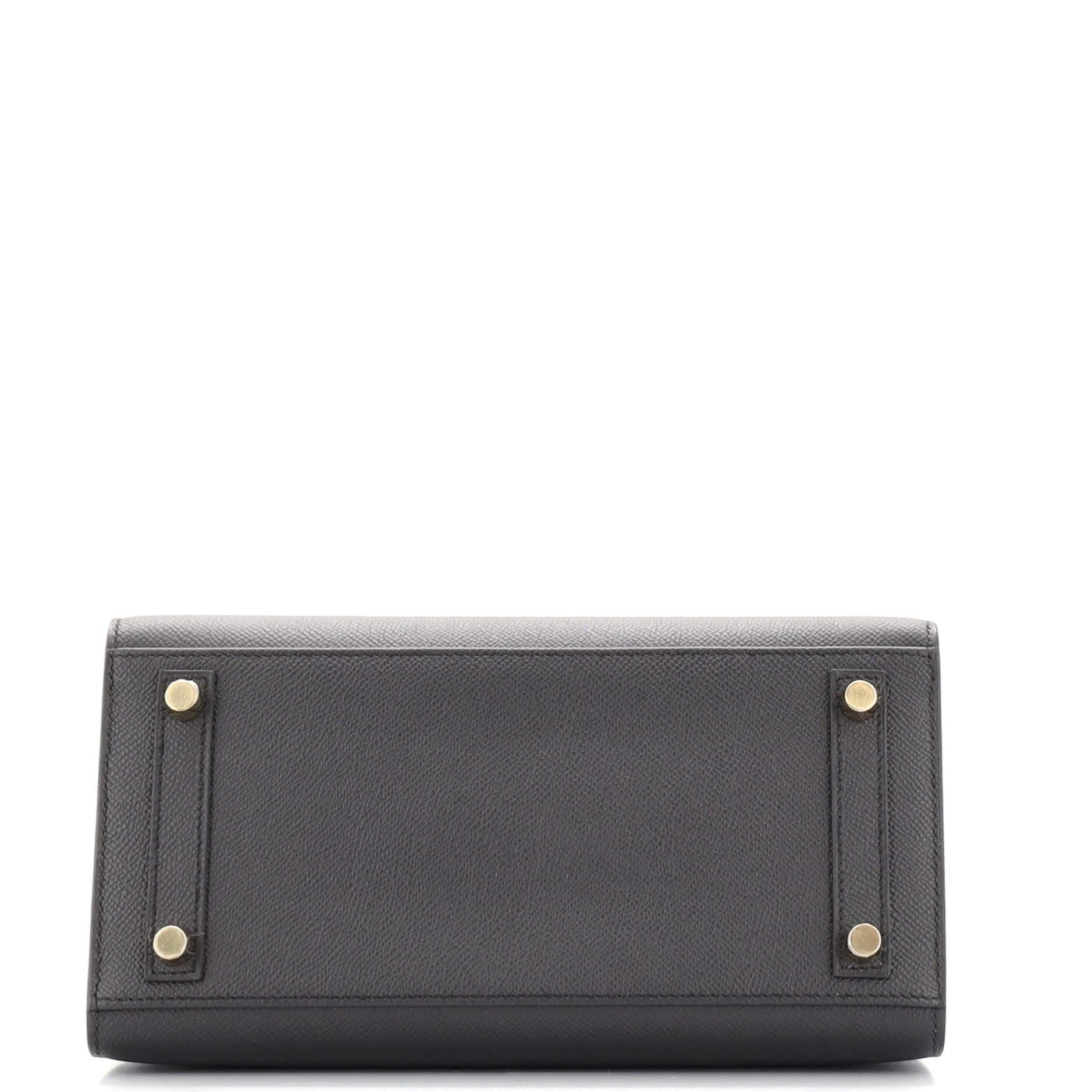 Women's or Men's Hermes Birkin Sellier Bag Noir Epsom with Gold Hardware 25
