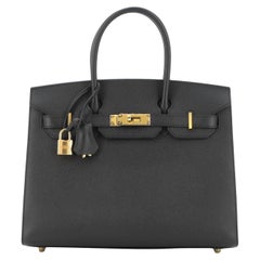 Hermes Birkin Sellier Bag Noir Epsom with Gold Hardware 30