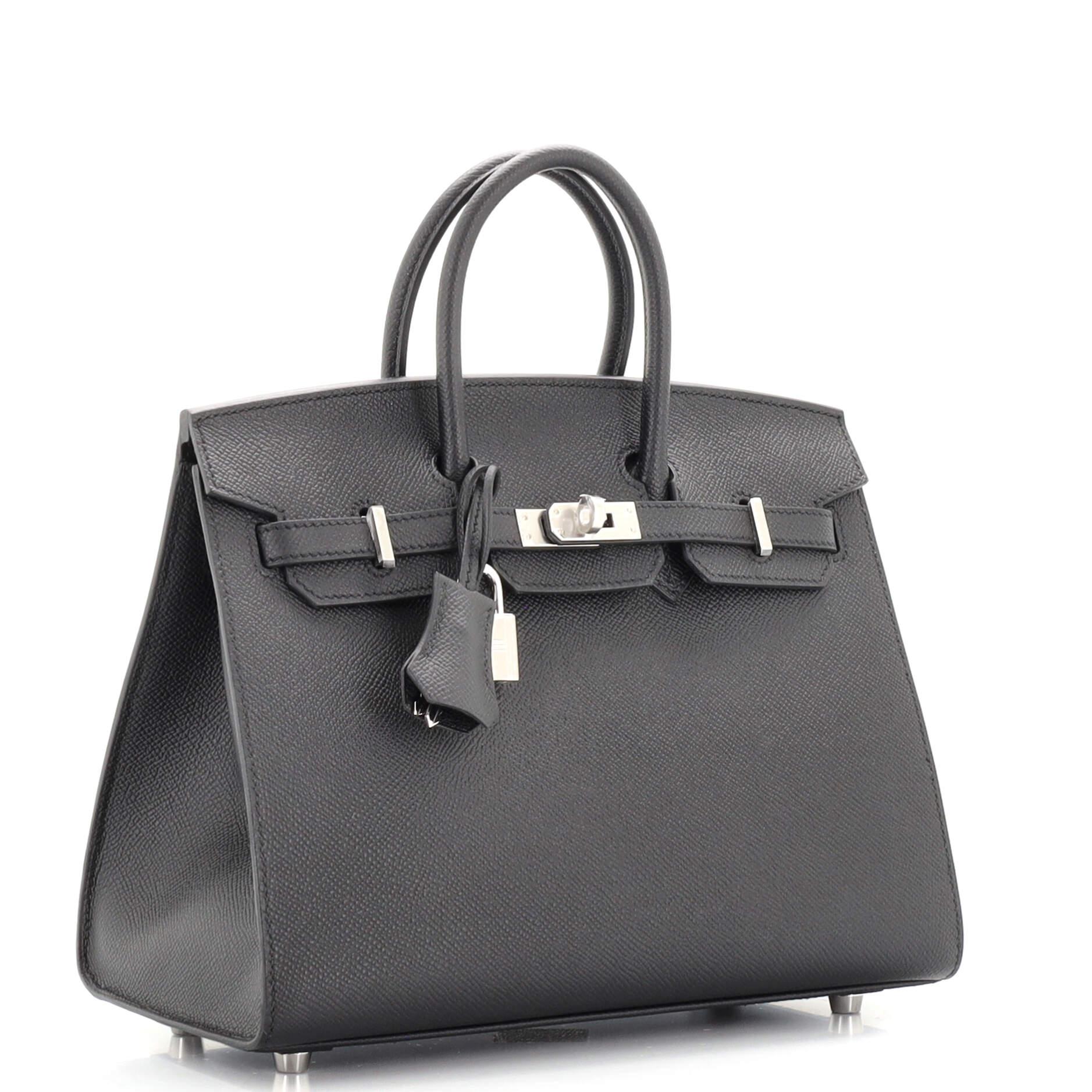 Black Hermes Birkin Sellier Bag Noir Epsom with Palladium Hardware 25
