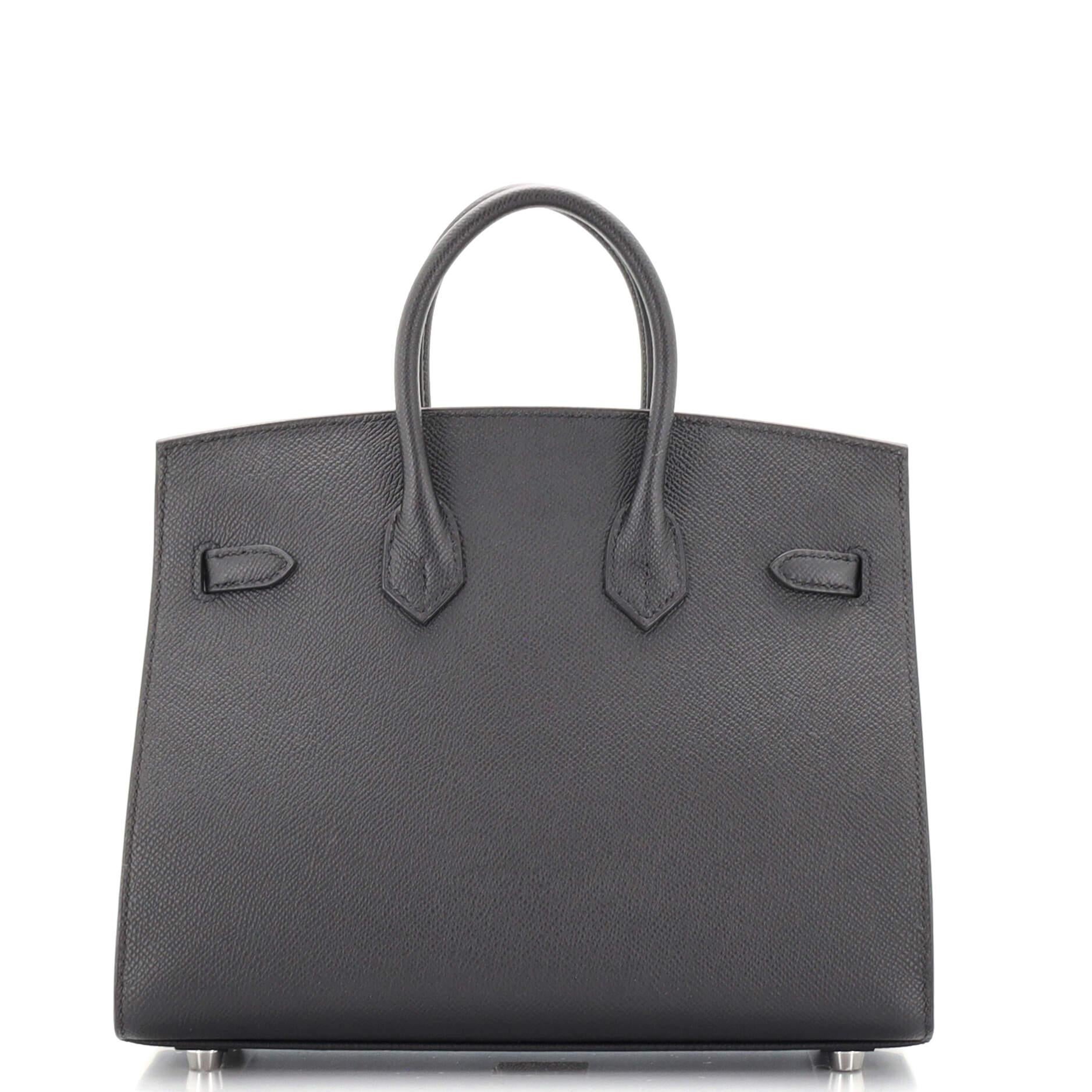 Hermes Birkin Sellier Bag Noir Epsom with Palladium Hardware 25 In Good Condition In NY, NY