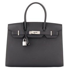 Hermes Birkin Sellier Bag Noir Epsom with Palladium Hardware 30