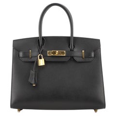 Hermes Birkin Sellier Bag Noir Madame with Gold Hardware 30