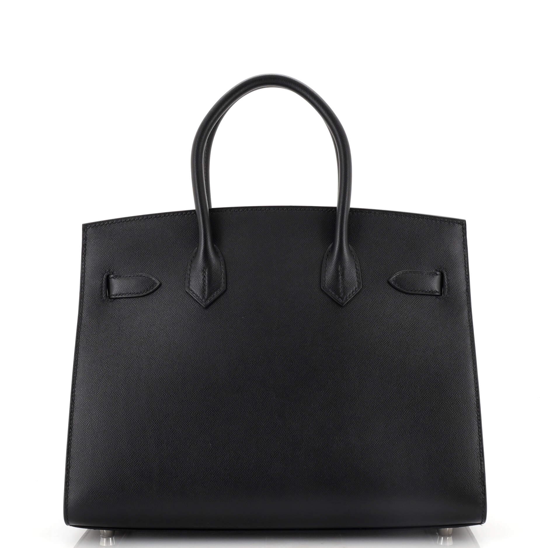 Women's or Men's Hermes Birkin Sellier Bag Noir Madame with Palladium Hardware 30