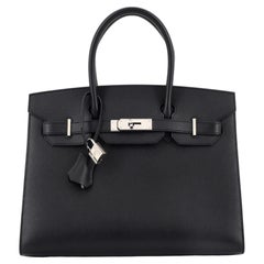 Hermes Birkin Sellier Bag Noir Madame with Palladium Hardware 30