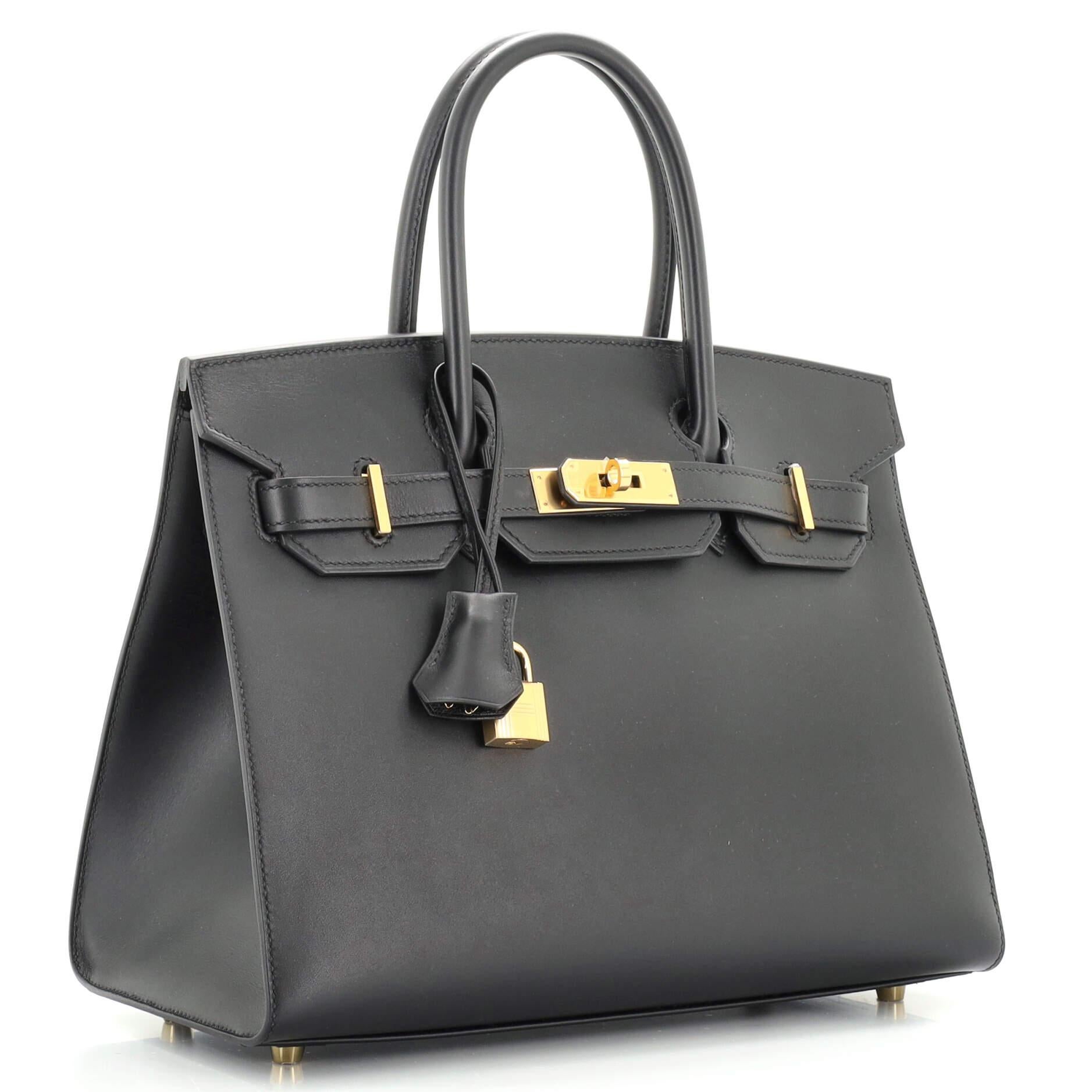 Black Hermes Birkin Sellier Bag Noir Monsieur with Gold Hardware 30
