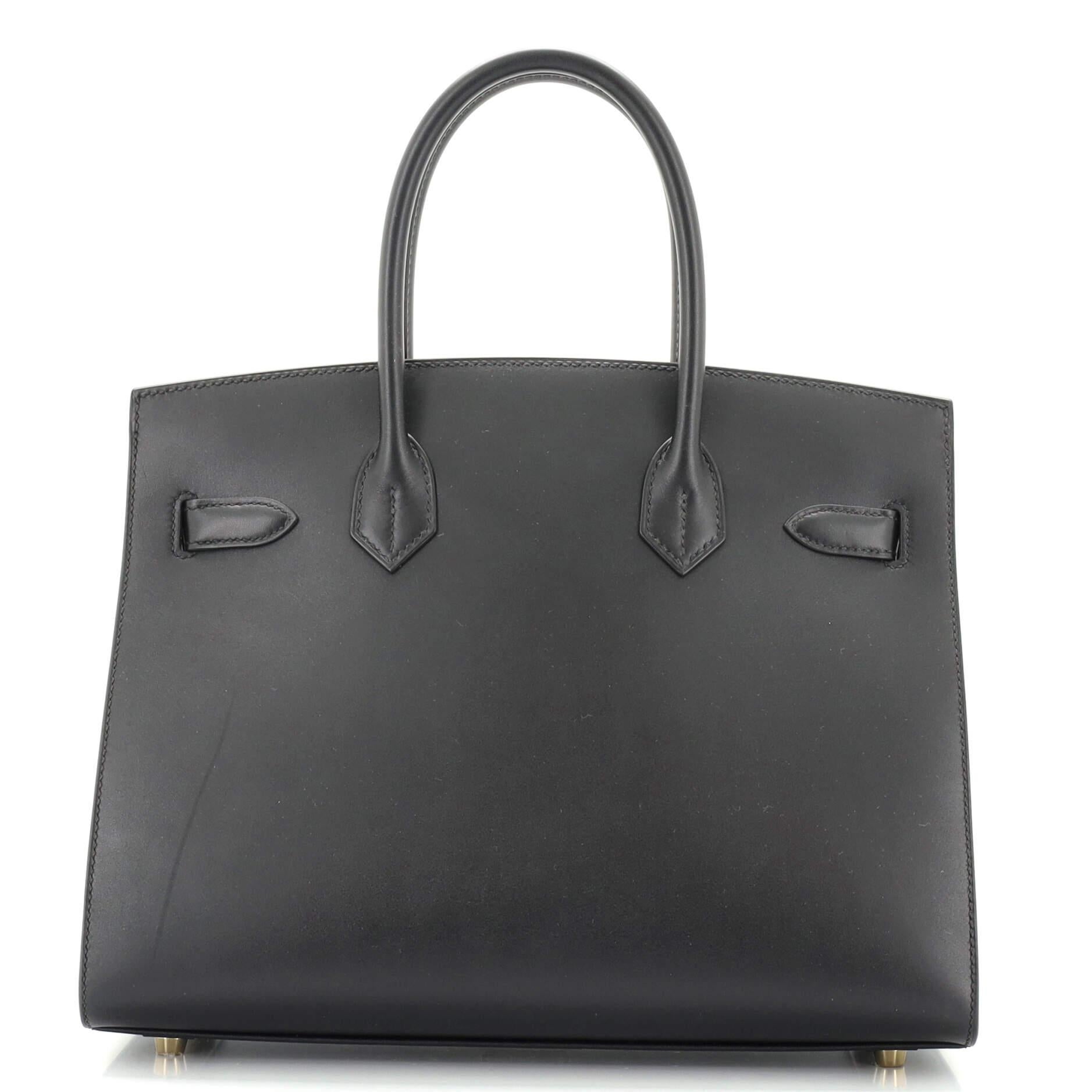 Hermes Birkin Sellier Bag Noir Monsieur with Gold Hardware 30 In Good Condition In NY, NY