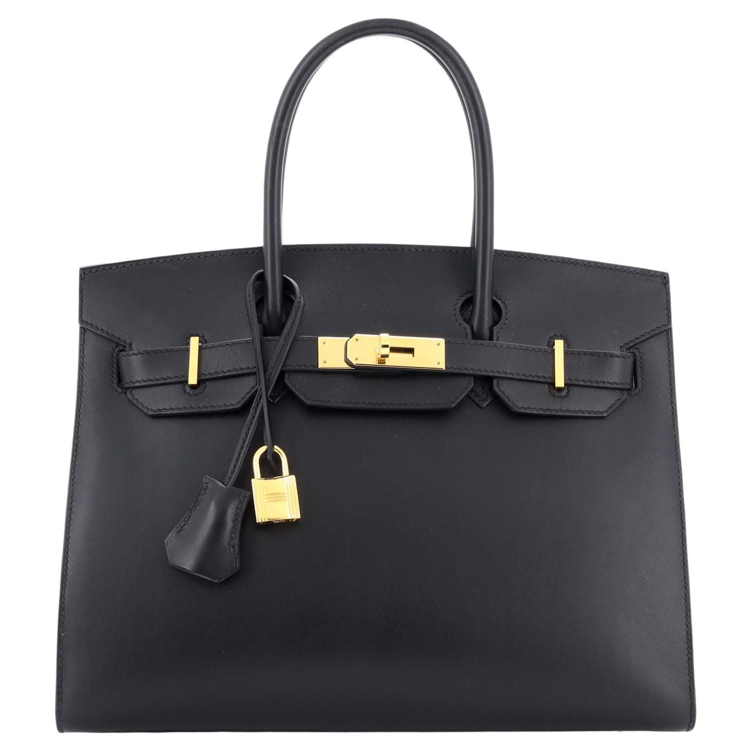 Hermes Birkin Sellier Bag Noir Monsieur with Gold Hardware 30 For Sale