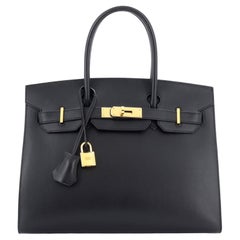 Hermes Birkin Sellier Bag Noir Monsieur avec décorations dorées 30