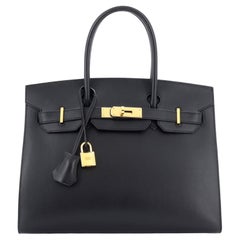Hermes Birkin Sellier Borsa Noir Monsieur con Hardware Oro 30