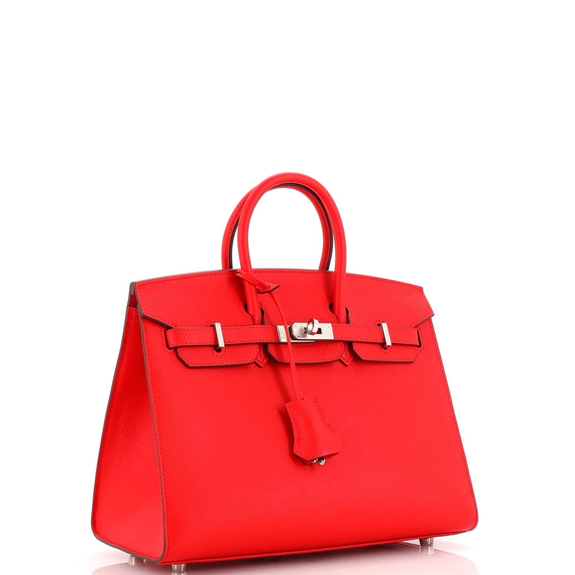 Hermes Birkin Sellier Bag Rouge De Coeur Epsom with Palladium Hardware 25 In Good Condition In NY, NY