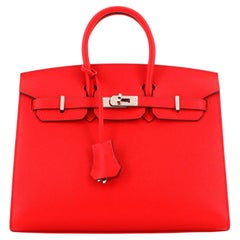 Hermes Birkin Sellier Bag Rouge De Coeur Epsom with Palladium Hardware 25