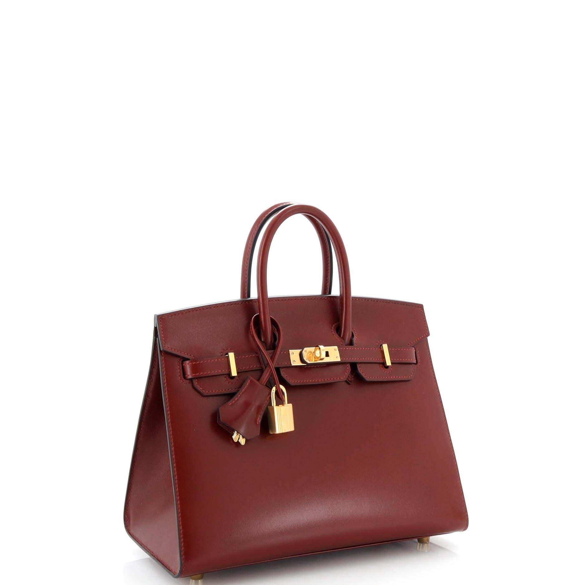 Hermes Birkin Sellier Bag Rouge H Box Calf with Gold Hardware 25 In Good Condition For Sale In NY, NY