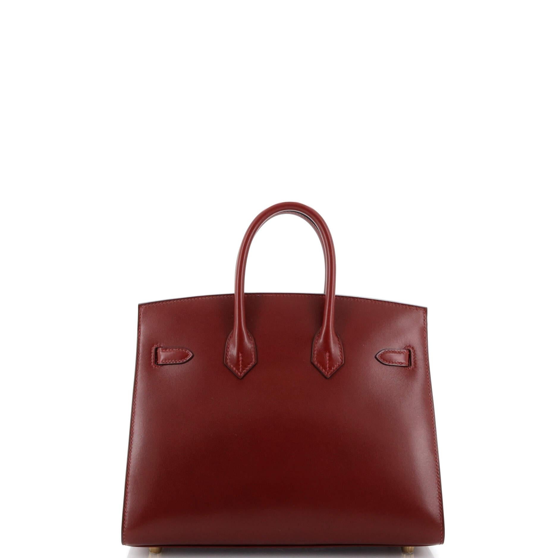 Women's or Men's Hermes Birkin Sellier Bag Rouge H Box Calf with Gold Hardware 25 For Sale
