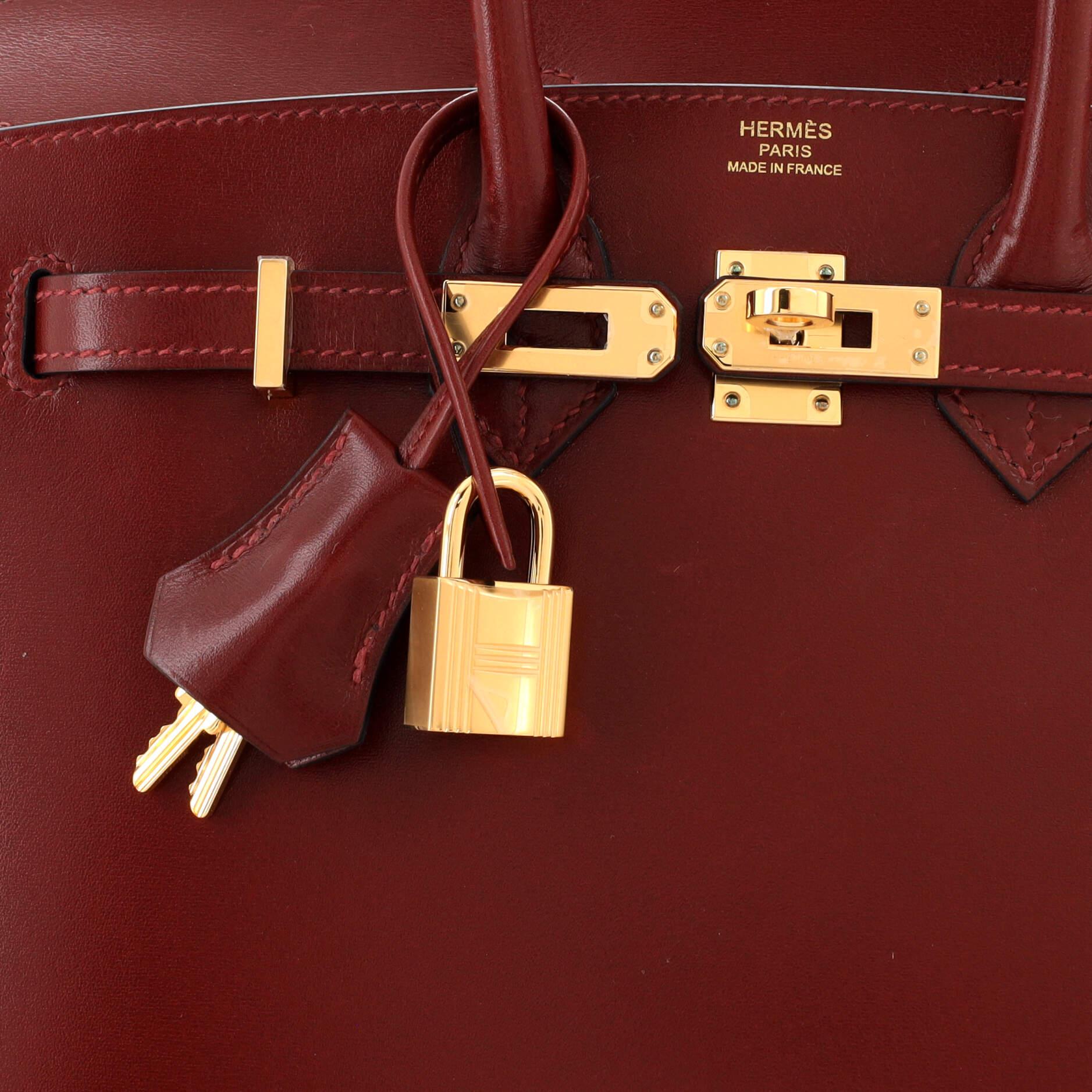Hermes Birkin Sellier Tasche Rouge H Box Kalb mit Gold Hardware 25 im Angebot 1
