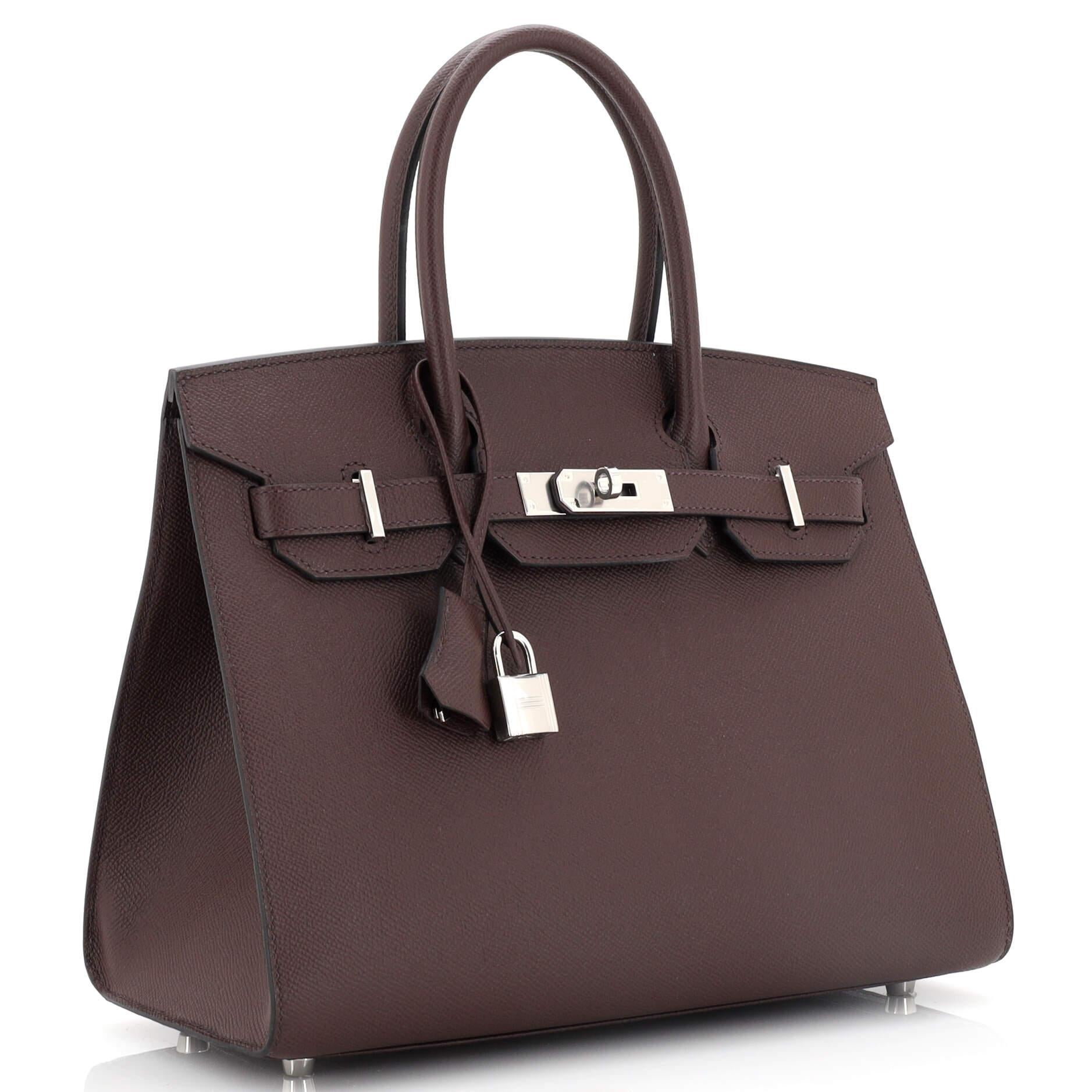 Hermes Birkin Sellier Bag Rouge Sellier Epsom with Palladium Hardware 30 In Good Condition For Sale In NY, NY