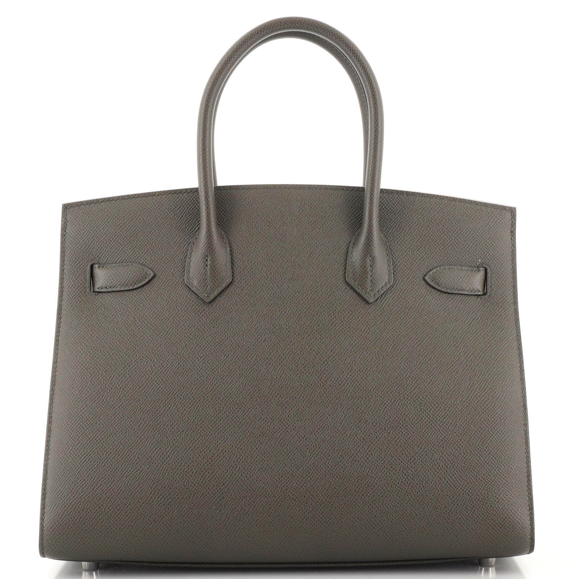 Women's or Men's Hermes Birkin Sellier Bag Vert De Gris Epsom with Palladium Hardware 30